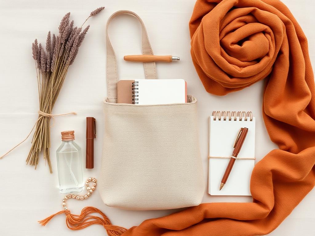 A considered travel kit on linen